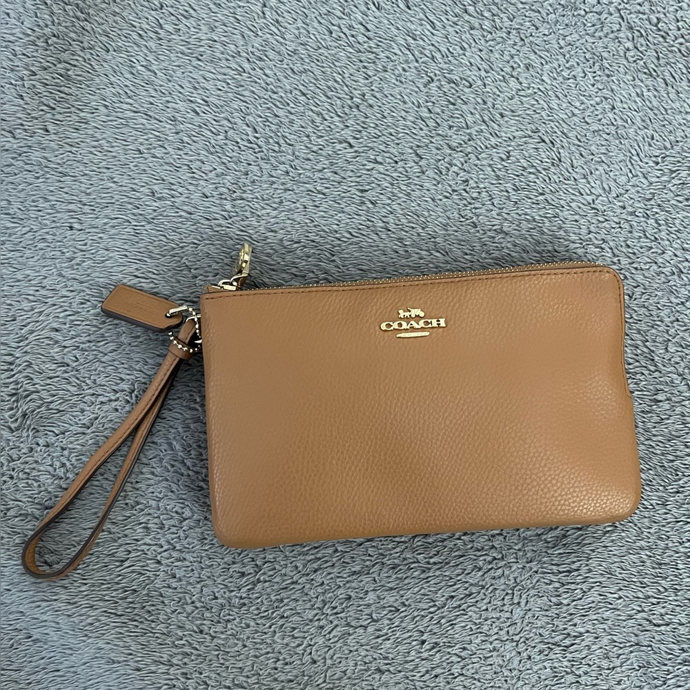 Coach brown wristlet